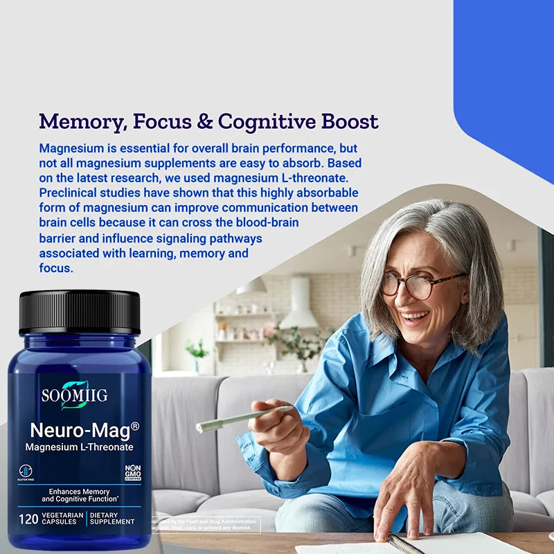 Magnesium Threonate promotes magnesium absorption to support brain health, memory and overall cognitive function