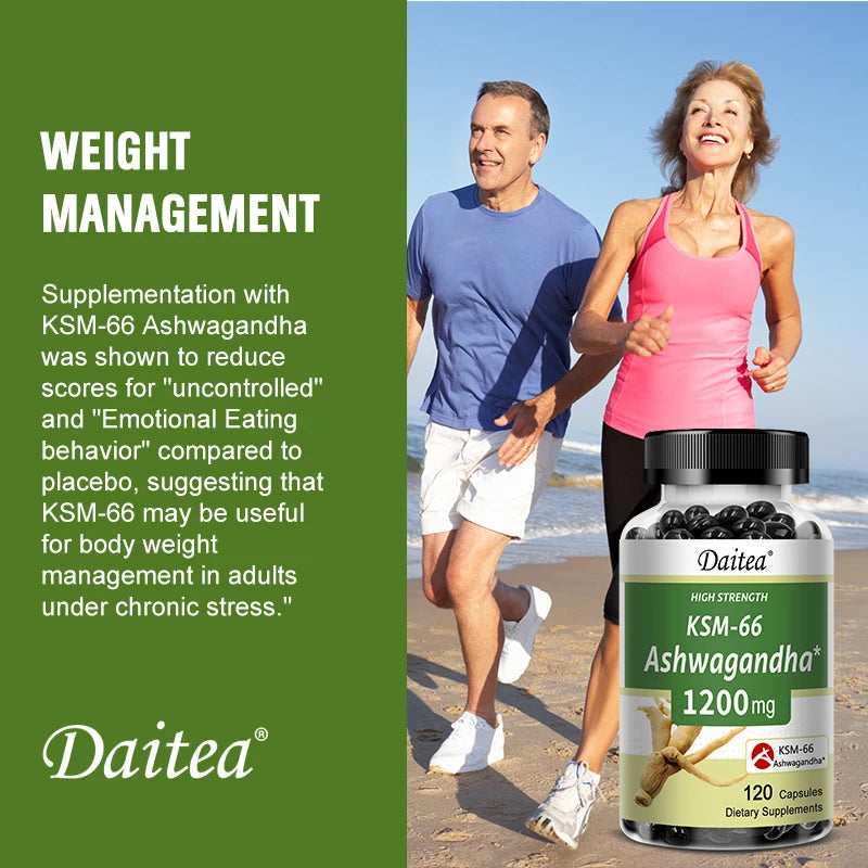 Ashwagandha 1200 mg - Brain & Memory Support, Stress Relief, Supports Energy & Focus, Healthy Muscle Growth, 120 Veggie Capsules