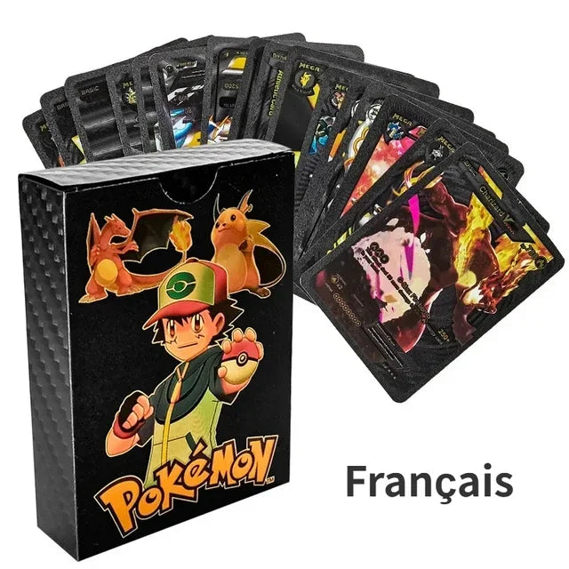 Pokemon Game Cards English Spanish French German Pikachu Rare Card Set Gold Silver Black Game Collector Tabletop Battle Cards