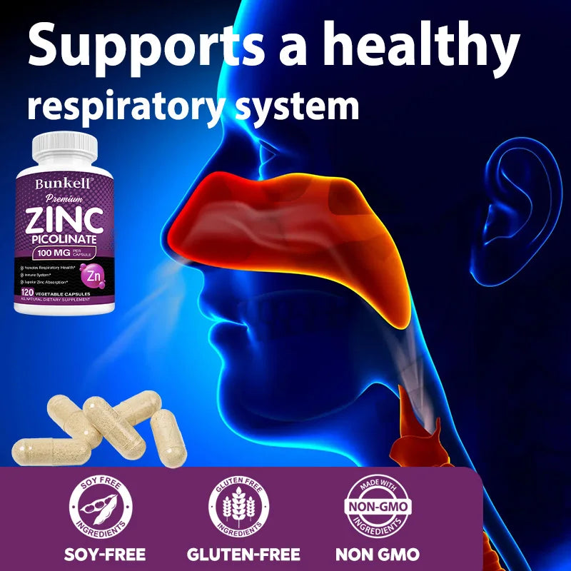 Premium Zinc Picolinate 100 Mg - Immune Defense Strengthens The Immune System and Cell Regeneration, Natural Antioxidant