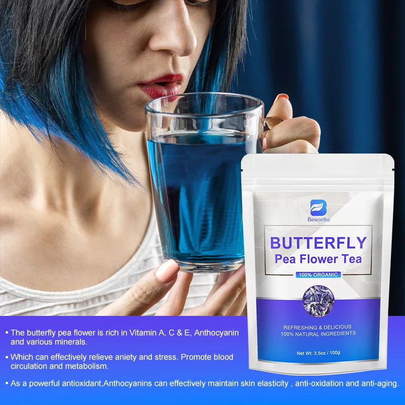 BEWORTHS 100% Natural Butterfly Herb Extract Enhances Immunity, Rich in Vitamin C and E Antioxidant Supplements for Beauty