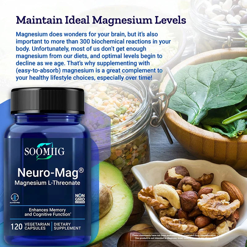 Magnesium Threonate promotes magnesium absorption to support brain health, memory and overall cognitive function