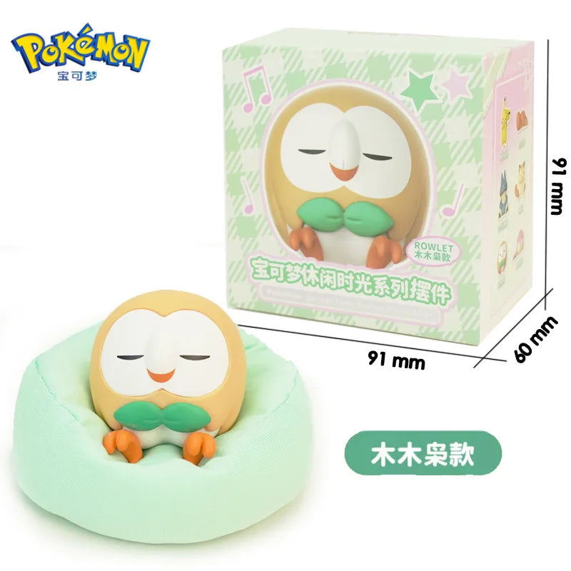 Genuine Pokemon Set Model Anime Leisure time Series Figure Slowpoke Charmander Gonbe Rowlet Car Interior Sleeping Position Toys