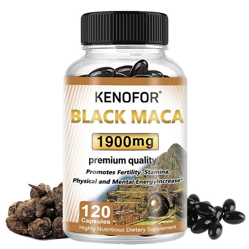 Organic Black Maca Extract - Supports Endurance, Muscle Growth, Vascular Health, Improves Athletic Performance, 60/120 Capsules