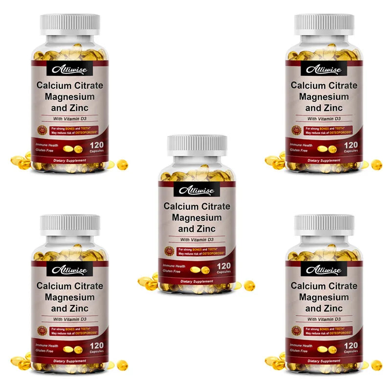 Calcium Magnesium Zinc Capsules with Vitamin D3 for Strong Bones & Nervous System Health & Promotes Cell Growth