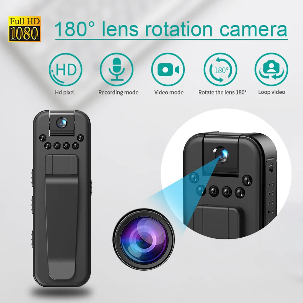 HD Mini Camera Portable Small Digital Video Recorder Police BodyCam Infrared Night Vision Miniature Camcorder