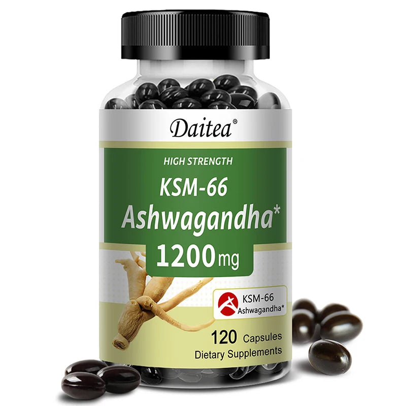 Ashwagandha 1200 mg - Brain & Memory Support, Stress Relief, Supports Energy & Focus, Healthy Muscle Growth, 120 Veggie Capsules