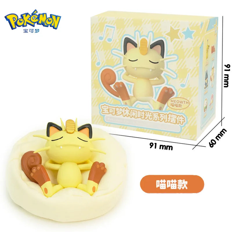 Genuine Pokemon Set Model Anime Leisure time Series Figure Slowpoke Charmander Gonbe Rowlet Car Interior Sleeping Position Toys