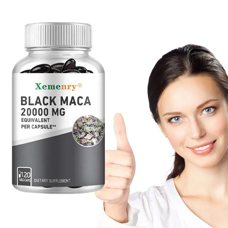 Black Maca Supplement - Promotes Power and Muscle Growth, Increases Energy, Endurance and Muscle Mass - 120 Capsules