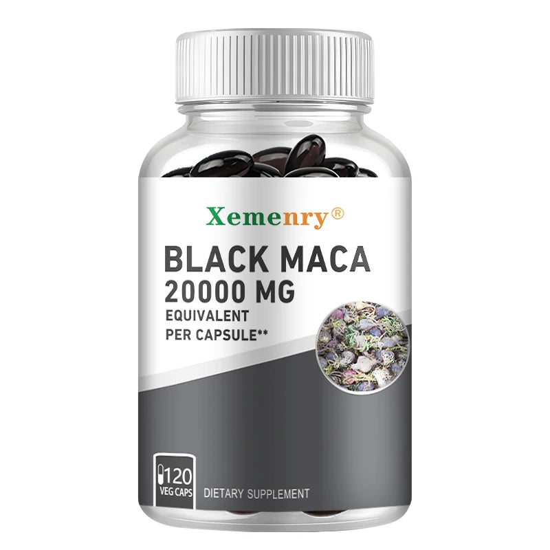Black Maca Supplement - Promotes Power and Muscle Growth, Increases Energy, Endurance and Muscle Mass - 120 Capsules