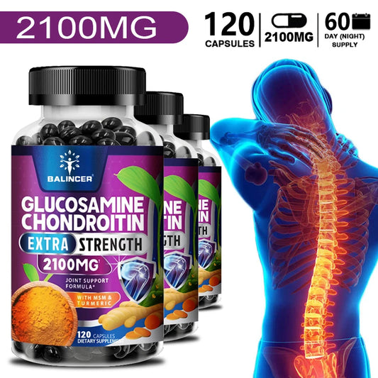 Chondroitin Turmeric MSM Glucosamine Triple Strength 2100 Mg for Hips, Knees, Joints & Back Comfort - Joint Supplements