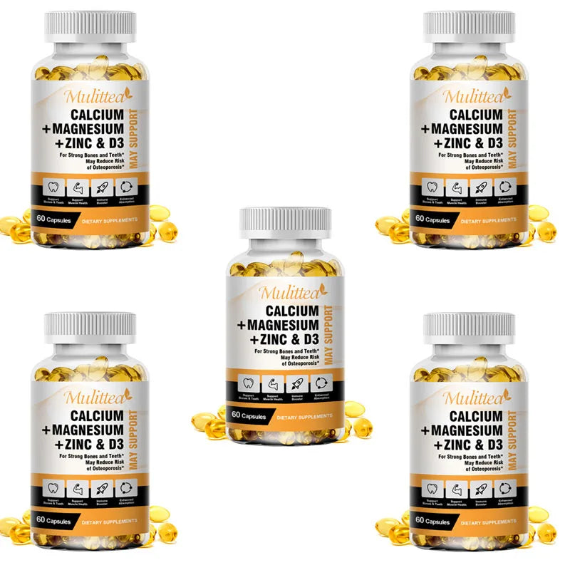 Mulittea Calcium Magnesium Zinc Vitamin D3 Capsules helps Support Bones, Teeth, Heart and Enhance Immune System Function