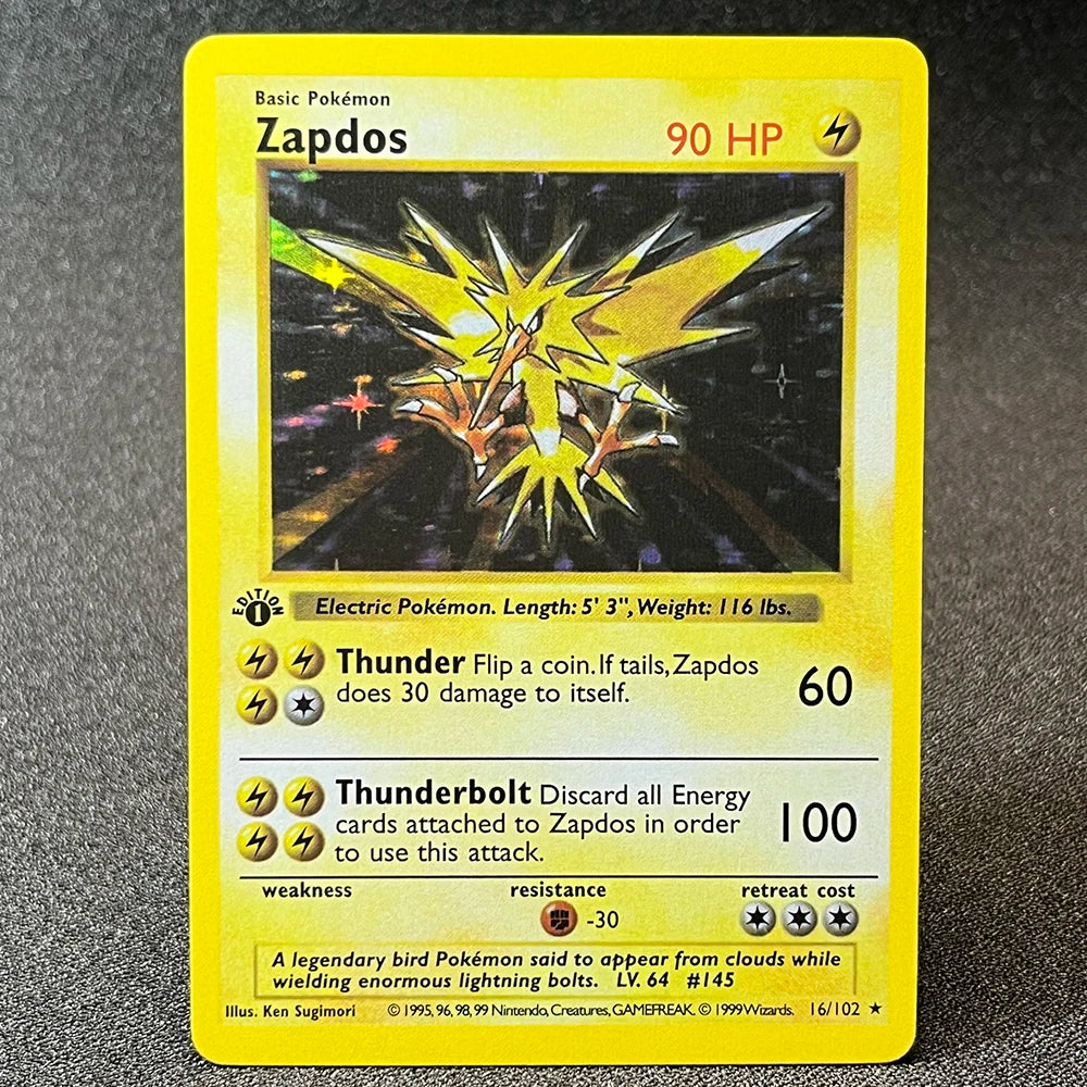 PKM Foil Cards Charizard Blastoise Venusaur Alakazam Mewtwo Zapdos Raichu 1996 1st Edition Game Collection PTCG Proxy Cards