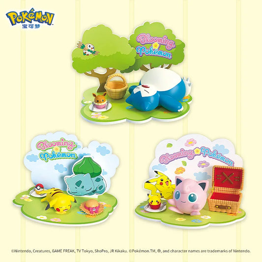 Genuine Pokemon Elf Ball 3D scene Doll Action Figure Pikachu Squirtle Bulbasaur Snorlax Pokeball Anime Model Kids Birthday Gift