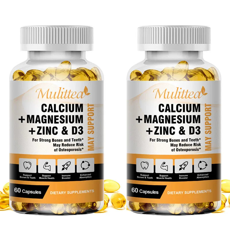 Mulittea Calcium Magnesium Zinc Vitamin D3 Capsules helps Support Bones, Teeth, Heart and Enhance Immune System Function
