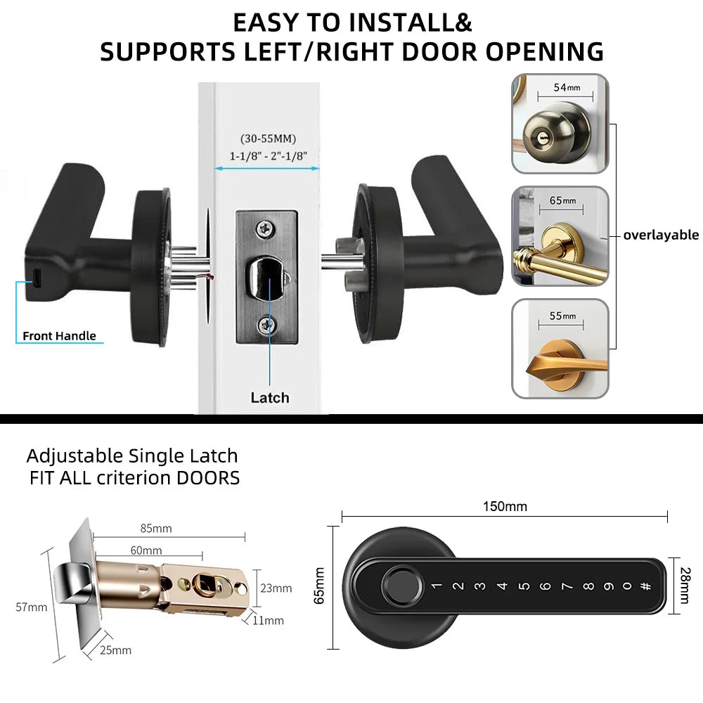 Aoresac Fingerprint Door Lock/Smart Door knob/Biometric Door Lock with passcode keypad keyless/APP Remote Control/Entry Door