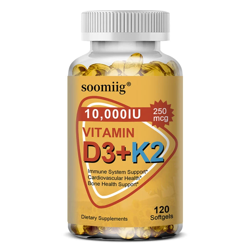 Vitamin D3 & K2 Supplement 10000 IU Immune Support, Hair, Skin & Nail Health Joint, Bone, Cardiovascular & Immune Health.