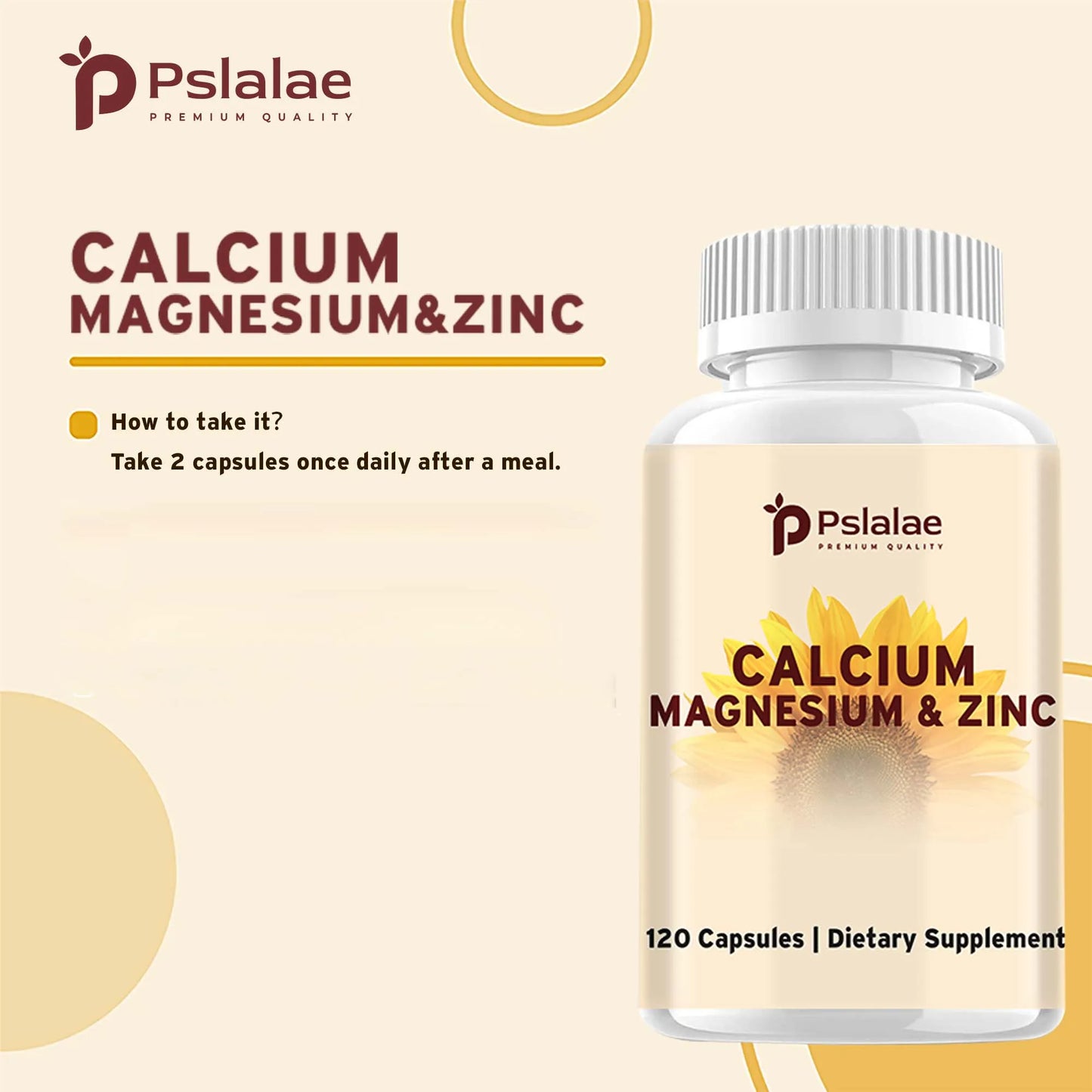 High Potency Calcium, Magnesium and Zinc - Strengthen Bones, Muscles and Teeth, Enhance Immunity - 120 Capsules