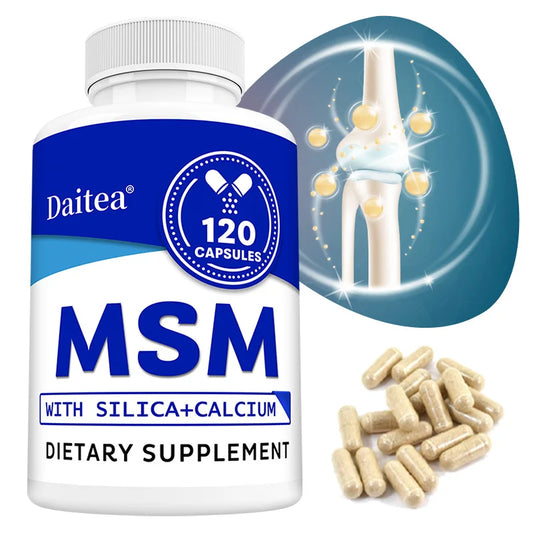 MSM with Silica + Calcium Capsules – Supports Bone Health – Promotes Healthy Hair and Nails – Non-GMO, Gluten-free, Vegan