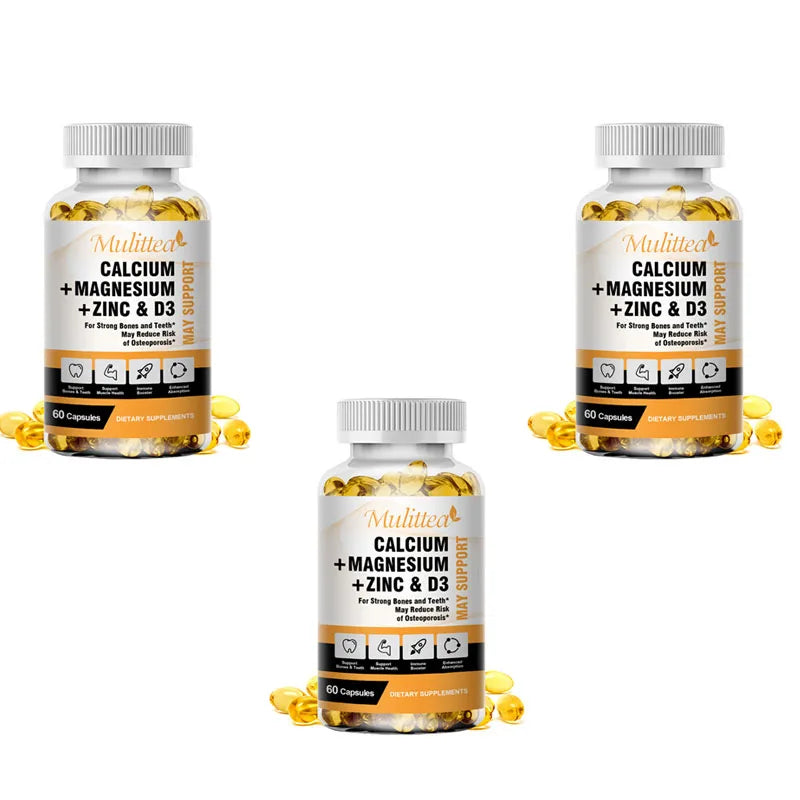 Mulittea Calcium Magnesium Zinc Vitamin D3 Capsules helps Support Bones, Teeth, Heart and Enhance Immune System Function