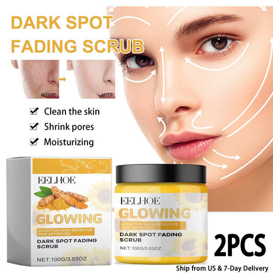 2Pcs Turmeric Exfoliating Cream Facial Cleansing Scrub Remove Aging Cuticle Firm Skin Deep Clean Pores Organic Facial Care Cream